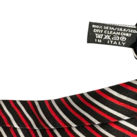 Vitaliano Italian Handmade Silk Tie Geometric Swirls & Lines Vibrant Colors - Picture 11 of 11